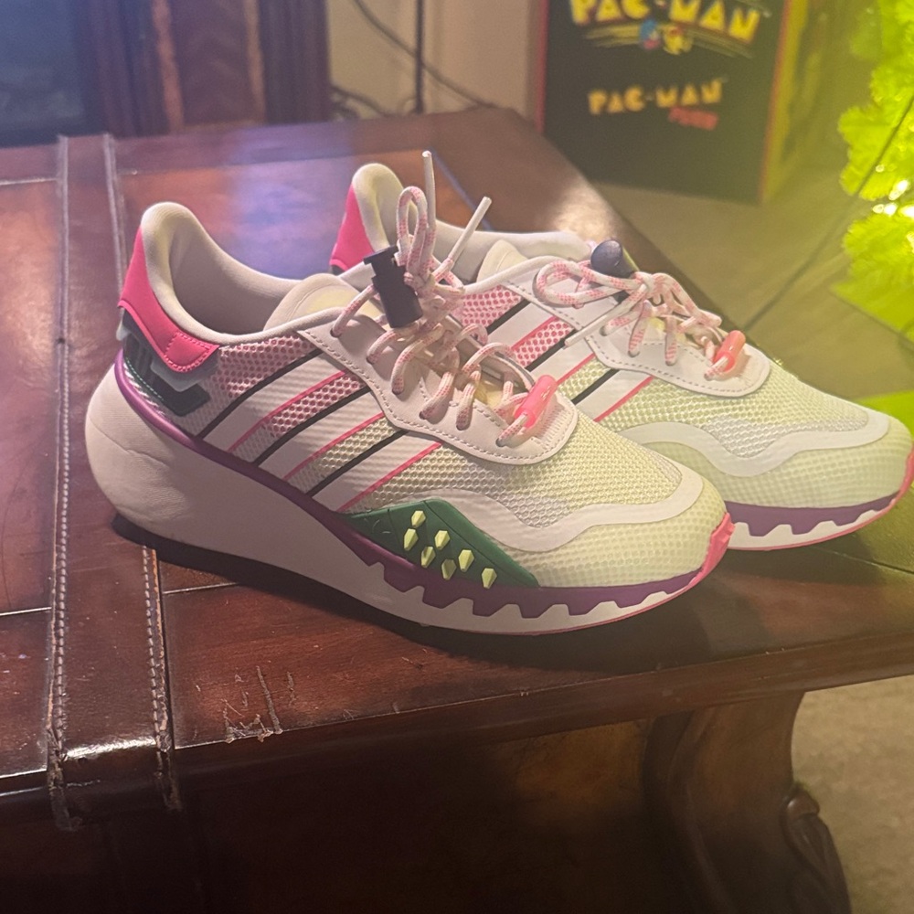 Adidas Women's Pink and Green Sneakers
